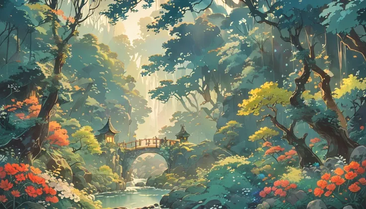 Cozy , studio ghibli inspired , landscape , forest