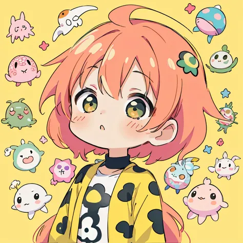 Ultra-realism Yayoi Kusama colorful style, Simple Line Initialism，Abstract art，(((The most beautiful girl of all time))), chibi, colorful hearts, kawaii design, sports fashion, (((キノコ狩り with friends))), (((Cute amoeba)))