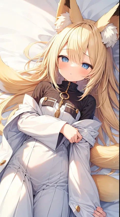 (1 girl:1.4),(petite beautiful girl:1.3),(fox ears on the side of the head:1.5),,anime,pretty,blush,blonde hair,BREAK,blue eyes,[Closed eyes: (Empty eyes:1.4):12],looking up,look above,BREAK,(droppy fox ears:1.2),high resolution,masterpiece, best quality, ...