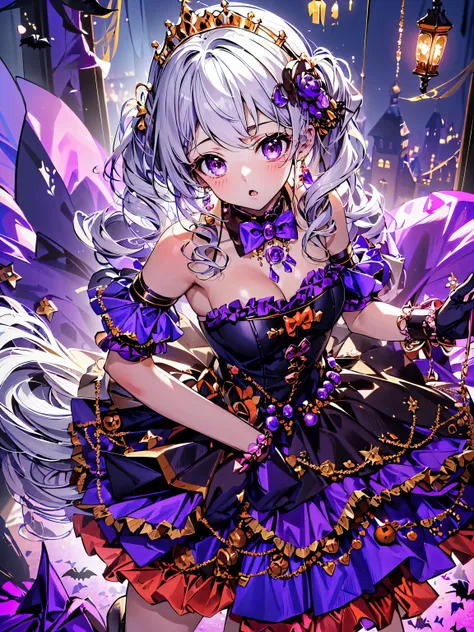 (( super high image quality )), ((super detailed)), ((best quality)), (((princess with a young face))), halloween, witch,  magic...