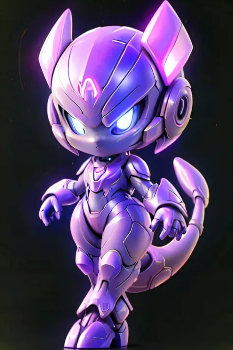 guchen,,chibi, blue eyes,,glowing,sci-fi,neon lights,hyper real,photorealistic,16k,high detail,high resolution, ((pink armor)), ...