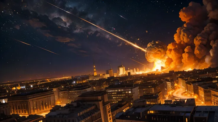 A hundred flaming meteorites hitting a populous European city, 