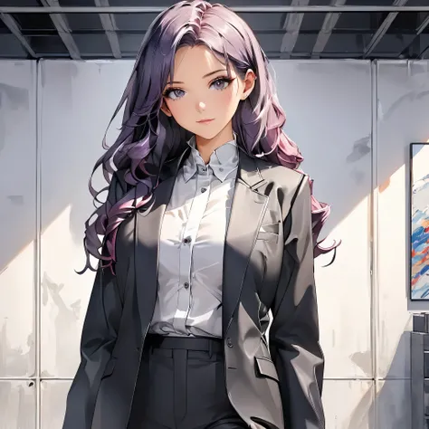 Masterpiece, 4K, HDR, full HD, (best quality), (ultra detailed), (only), intricate ANIME TYPE, best quality, 1girl, deep purple hair , hyper beautiful face, purple hair, perfect anatomy, shiny skin, full body, alone (shiny purple hair, long hair), looking ...