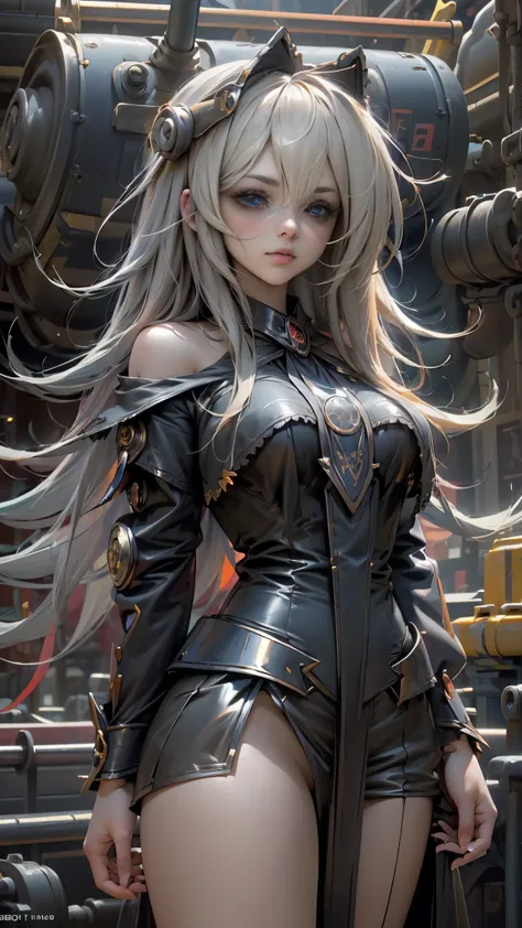 masterpiece , The best quality ,
1niña Dark Magician Gils, only, long hair, blonde hair, photorealistic,
(Beautifully detailed eyes: 1.2),open clothes, bright eyes, Shiny hair, shiny skin,((1 realistic robot)), Metal construction, wires and cables, (br...