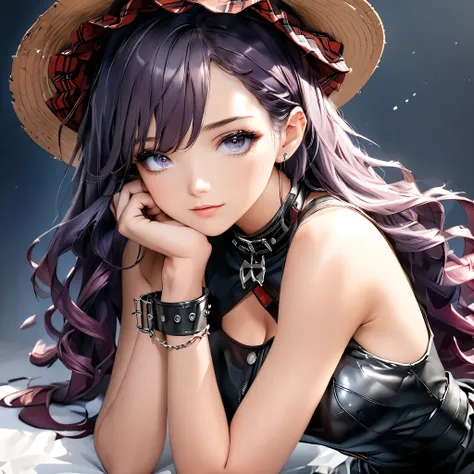 Masterpiece, 4K, HDR, full HD, (best quality), (ultra detailed), (only), intricate ANIME TYPE, best quality, 1girl, deep purple hair , hyper beautiful face, purple hair, perfect anatomy, shiny skin, full body, alone (shiny purple hair, long hair), looking ...