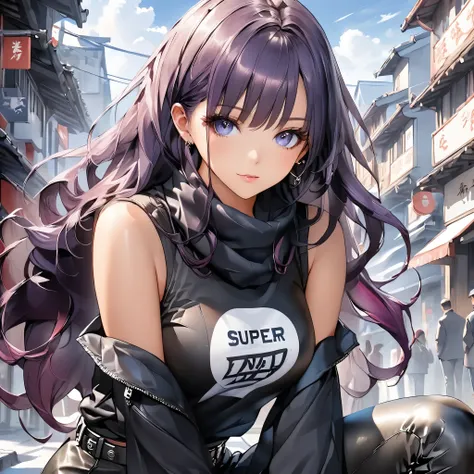 Masterpiece, 4K, HDR, full HD, (best quality), (ultra detailed), (only), intricate ANIME TYPE, best quality, 1girl, deep purple hair , hyper beautiful face, purple hair, perfect anatomy, shiny skin, full body, alone (shiny purple hair, long hair), looking ...