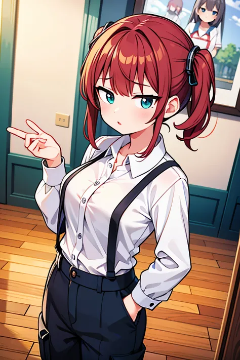 (( best quality)), ((masterpiece)), (detailed),  1 girl, anime, collared shirt, cargo pants