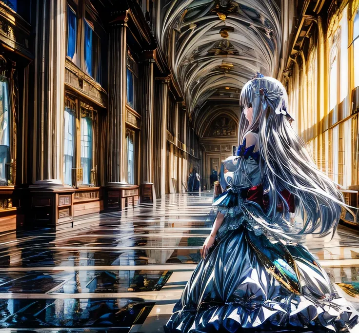 Rezero Emilia 　 long silver hair　Palace of Versailles　Tea Time