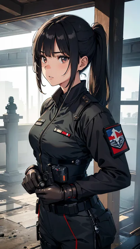 a detailed and high-quality stable diffusion prompt for the given topic "rika kawai, army hand gun" would be:

1girl, solo, rika...