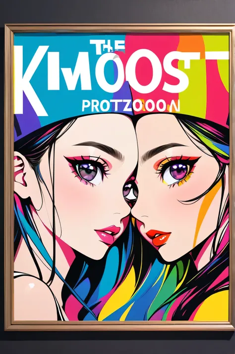 Ultra realistic Supreme colorful style,  simple line acronym ，Abstract art，(((The most beautiful girls))), Kind Face. Lips in Love,  stylish design, Dark Eyes, (((Holiday Room))), (((Cute Protozoan)))