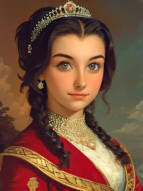 Portrait of a young princess, mix with Italian anRussian in desss