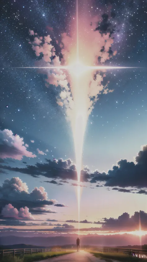  anime scene of two people standing on a rock and looking at the sky, Space Sky. Makoto Shinkai,   Makoto Shinkai Cyril Rolando  ,  wide beautiful animated scenes , Anime Sky,  anime art wallpaper 4k ,  anime art 4k , Anime Art Wallpaper 8K, Beautiful peac...