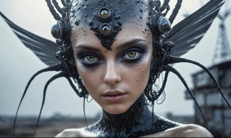 pretty face,eyebrow up,full body length,hei hei, niobium fairy girl,full body length shot,graphite The Alien Entity, baby, after war,full body shot,The iris looks weird, attractive, The stars in space is reflected in the pupil, goose down eyelashes, long w...