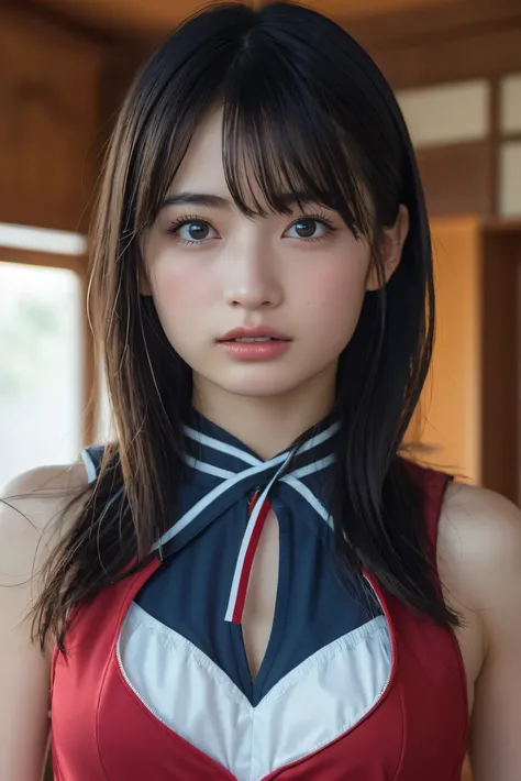 (8k, RAW Photos,Best Quality,  High Resolution :1.1), ( super real:1.4),(Realistic, Realistic:1.3),Japanese Beauty、Rhythmic Gymnastics Club、Rhythmic Gymnastics Uniform、(( upper body:1.3))