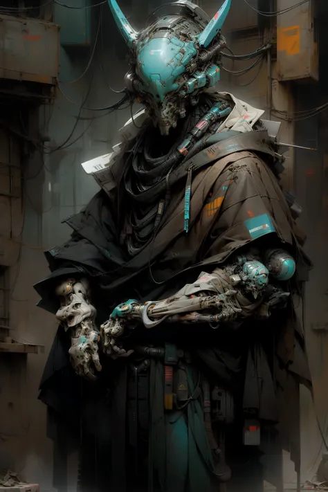 masterpiece, detailed, There is a boy wearing a ghost mask and a black hoodie，With a knife in his hand, Hyper-realistic cyberpunk style，Digital cyberpunk anime style，cyan colors