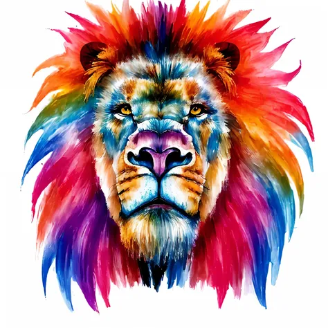 lion, portrait, acry1ic style