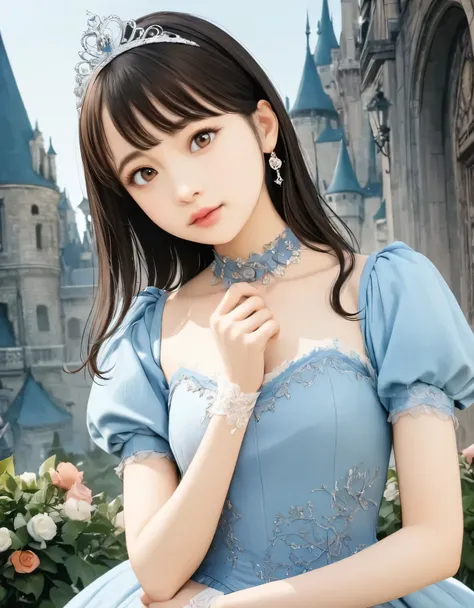 (best quality, 8k, high resolution:1.2), 1girl, Cinderella, upper body