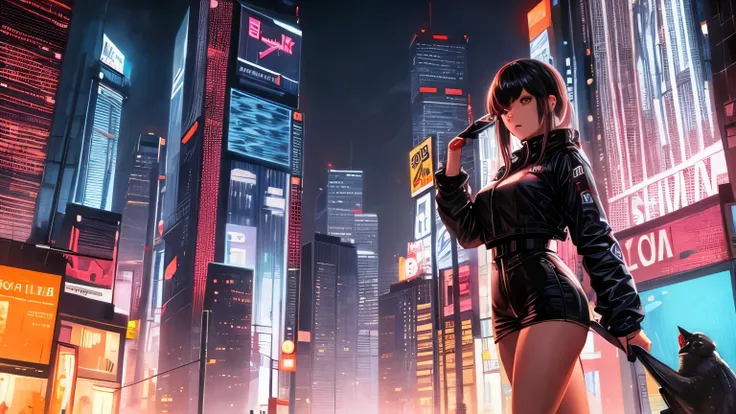 ((Best Quality)), ((masterpiece)), ( details), girl,City,Skyscraper,Cyberpunk,Blade Runner,Garbage truck,tropical fish,Monster,Sahagin,
