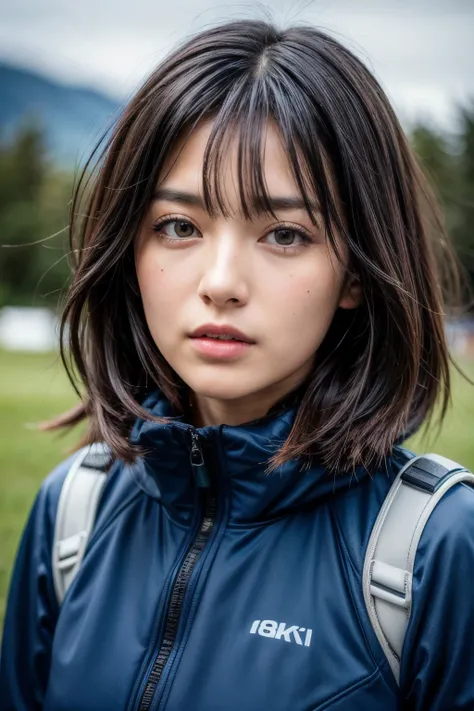 long windblown [blue-black:.3] hair,looking at viewer, (masterpiece:1.3), (8k, photorealistic, RAW photo, best quality: 1.4), japanese, (1girl), beautiful face, (realistic face), (black hair, short hair:1.3), beautiful hairstyle, realistic eyes, beautiful ...