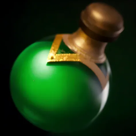  Healing green potion in a spherical glass bottle, with gold cap 