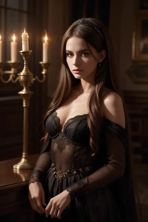 A hauntingly beautiful phantom, masked and mysterious, (1girl, opera house, chandelier, candelabras, candle light, dramatic fog, ornate architecture, rich velvet curtains:1.2), (dark fantasy, dramatic chiaroscuro lighting, moody atmosphere, cinematic, high...