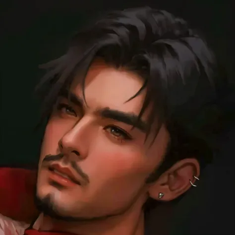 there is a man with a piercing on his neck and a shirt, made with anime painter studio, painted in anime painter studio, anime realism style, fantasy male portrait, realism artstyle, #1 digital painting of all time, # 1 digital painting of all time, detail...