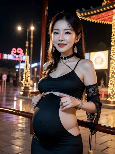 ７９ years old　Mom　milf　Chinese Lady　large earring　Big choker　navel piercing decoration　A bracelet　realistic　Gorgeous Madame Beautiful Mature Woman　sexy　Smile　Gentle woman navel piercing　４k　High quality　Gorgeous Madam Beautiful Mature Woman