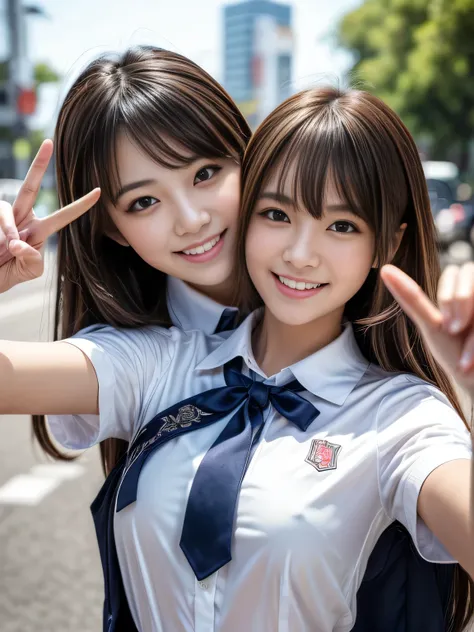 (2girl:1.3), Two attractive Japanese women, Cute and sexy, masterpiece, best quality, ultra-detailed, intricately detailed hyperdetailed, realistic, sharp features, highly detailed, sharp focus, Realistic, Photorealistic:1.3, perfect face, perfect symmetri...