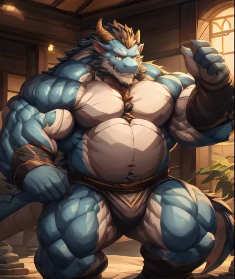 

A dragonn-Orc，strong body， muscular，Like a born strong man。His skin looks healthy and fair out..，Muscles and fat interwoven，Creating unique skin texture，Perfect and powerful。

His arms are as strong as iron pillars，well-defined muscles，It seems to contai...