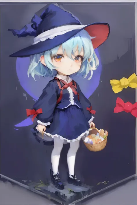 anime character with a hat and a basket of food, from touhou, touhou character, witch girl, touhou, , touhou project, small loli girl, cirno touhou, made with anime painter studio, loli, zerochan, zerochan art, cirno from touhou, mihoyo art style