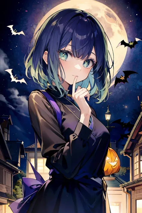 kurokawa akane, halloween costume, halloween scenery, best details,