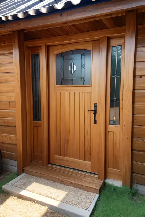 Wooden house with two front doors