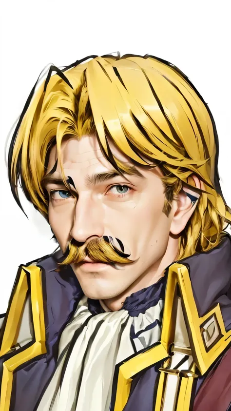   a cartoon of a man with a mustache and mustache , Boromir in an 80  the anime world ofs ,  Extended portrait of a duke ,  boromir inime world  ,  sharp portrait of RPG , mischievous smile, A portrait of Link, character from Tactics Final Fantasy , casimi...