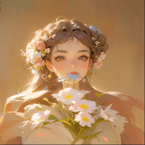 There is a woman with flowers in her mouth ,  Portrait of a Korean female idol , Cui Xianhua, Gu Weiss, BLACKPINK&#39;s Park Chaeyoung,  with blooming ethereal effects , Korean Artist, Nam Jae-yeon, Beautiful Korean woman, Shin Jin Hye, artwork in the styl...