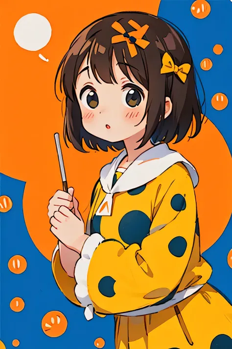 Yayoi Kusama&#39;s hyper-realistic colorful style,  simple line acronym ，Abstract art，(((The most beautiful girls in the world))), Chibi, The best smile, Colorful hearts,  cute design , Sports Fashion, (((Cute chick))), 