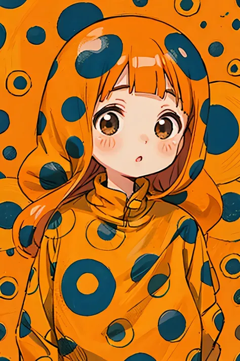 Yayoi Kusama&#39;s hyper-realistic colorful style,  simple line acronym ，Abstract art，(((The most beautiful girls in the world))), Chibi, The best smile, Colorful hearts,  cute design , Sports Fashion, (((stroll))), Cute Puppy, sunset