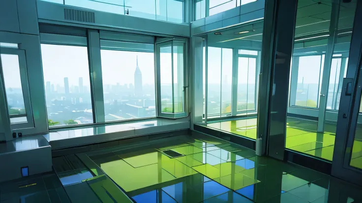 unmanned、Tower、internal、green、Glass floor、window