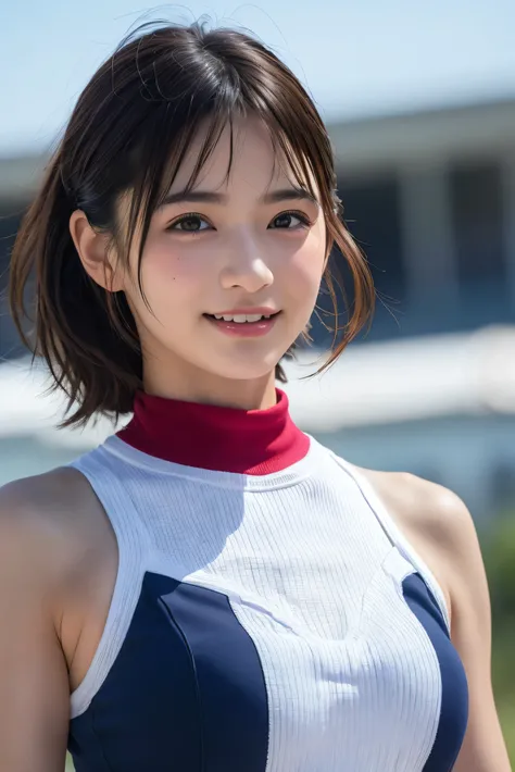 (8k, RAW Photos,Best Quality,  High Resolution :1.1), ( super real:1.4),(Realistic, Realistic:1.3),Small face、smile、Fair skin、Japanese Beauty、Rhythmic Gymnastics Club、 rhythmic gymnastics uniform、(( upper body:1.3))