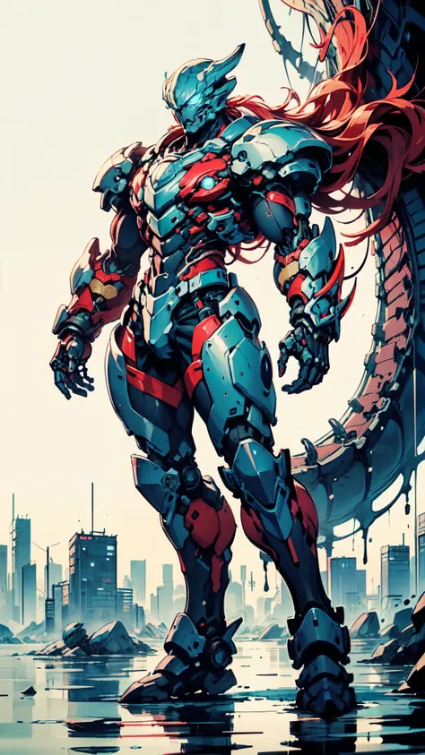 (masterpiece:1.5, best quality:1.5, extremely delicate:1.5, foreshortening:1.5, dynamic angle:1.5), ((male:1.5)), Biomimetic humanoid Mecha, green eyes, fully enclosed shoulder guards, matching arm and leg guards, gemstone, full body, full armor, the desig...