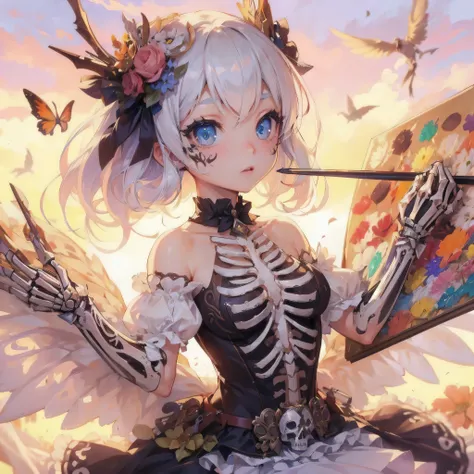  masterpiece, (textured skin), best quality, gorgeous beautiful girl, skeleton costume, detailed clothes,large breasts,narrow waist,, (beautiful face), cinematic lighting, (at shibuya ),