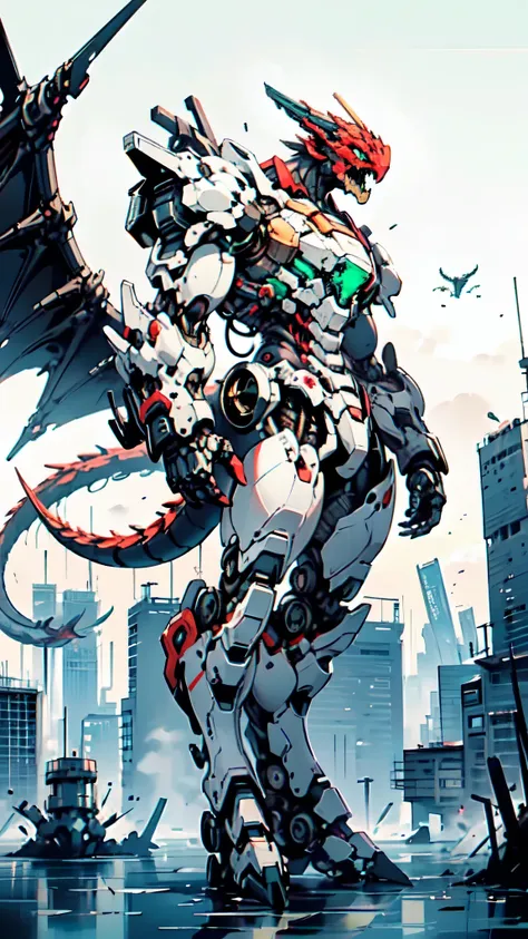 (masterpiece:1.5, best quality:1.5, extremely delicate:1.5, dynamic angle:1.5), ((male:1.5)), Biomimetic humanoid Mecha, green eyes, fully enclosed shoulder guards, matching arm and leg guards, gemstone, full body, full armor, the design balances heavy wit...