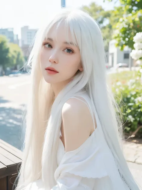 a woman with long white hair, with long white hair, white beautiful hair, perfect white haired girl, flowing white hair, long white hair and bangs, white hime cut hairstyle, white haired, white haired deity, beautiful long white hair, long white hair, long...