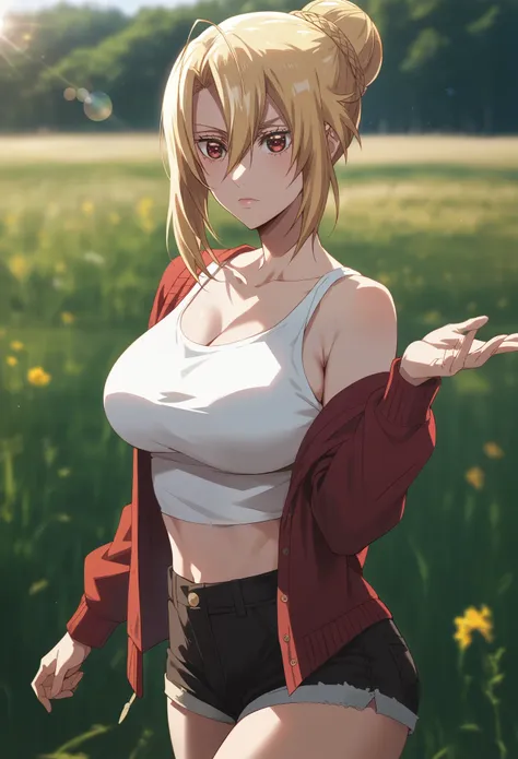 score_9, score_8_up, score_7_up, score_6_up, uncensored, angelica, blonde hair, braid, hair bun, red eyes, break (masterpiece:1....