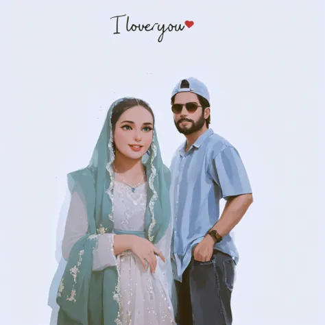 Beautiful girl standing with blue shirt boy