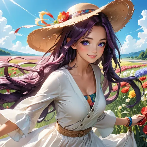 Masterpiece, 4K, HDR, full HD, (best quality), (ultra detailed), (only), intricate ANIME TYPE, best quality, 1girl, deep purple hair , hyper beautiful face, purple hair, perfect anatomy, shiny skin, full body, alone (shiny purple hair, long hair), looking ...