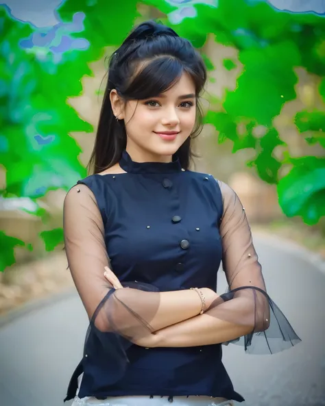 A very beautiful young woman, with a very hasty step crossing the street , smiling very beautiful , very pretty with a perfect face , a perfect body, perfect eyes very detailed , Very detailed perfect face, 8k Ultra realistic detail , perfect on her b...