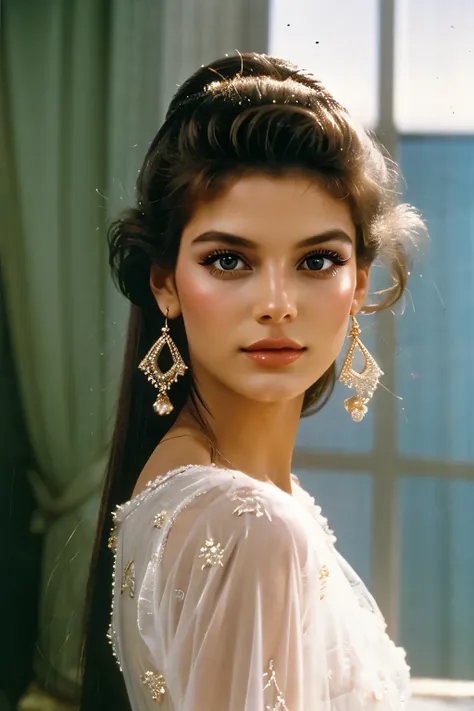 very beautiful dreamy girl, supermodel face, 1991 makeup, 1991 fashion, 1991 blowout hairstyle