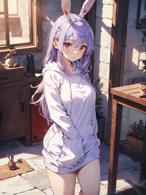 (Close-up:1.3),Realistic,Best Quality, Super detailed, High-quality CG rendering, The most delicate and beautiful, Floating gently,  High Resolution , ( 1 girl), (Best Quality,4K,8k,masterpiece:1.2), ( light purple hair :1.5),(Pretty long hair:1.5),(Red ey...