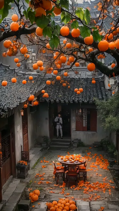  There are oranges on the ground in the yard of the house, Dreamy Chinatown, Chinese, Chinese Village, Yu Zhiding, 480p, 4 8 0 points, 8K)), AMAZING ESSAY , Cai Xukun, ❤🔥🍄🌪,  BEST PHOTOGRAPHY OF 2021 , Stunning composition,  Aesthetic Lens 