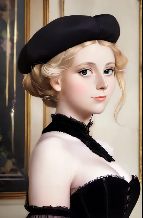 a painting of a woman in a black dress and hat, victorian lady, a beautiful victorian woman, fantasy victorian art, elegant portrait, victorian female portrait, victorian era painting, beautiful character painting, elegant oil painting, elegant digital pai...